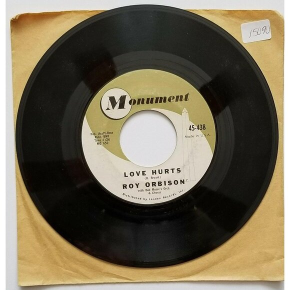 Vinyl 45 Roy Orbison Running Scared/Love Hurts Monument Records 15090-BT - Picture 2 of 2